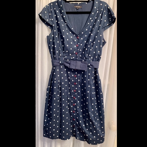**One of a kind navy polka dot button dress** - Picture 2 of 11
